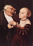 CRANACH, Lucas the Elder Old Man and Young Woman hgsw Spain oil painting artist